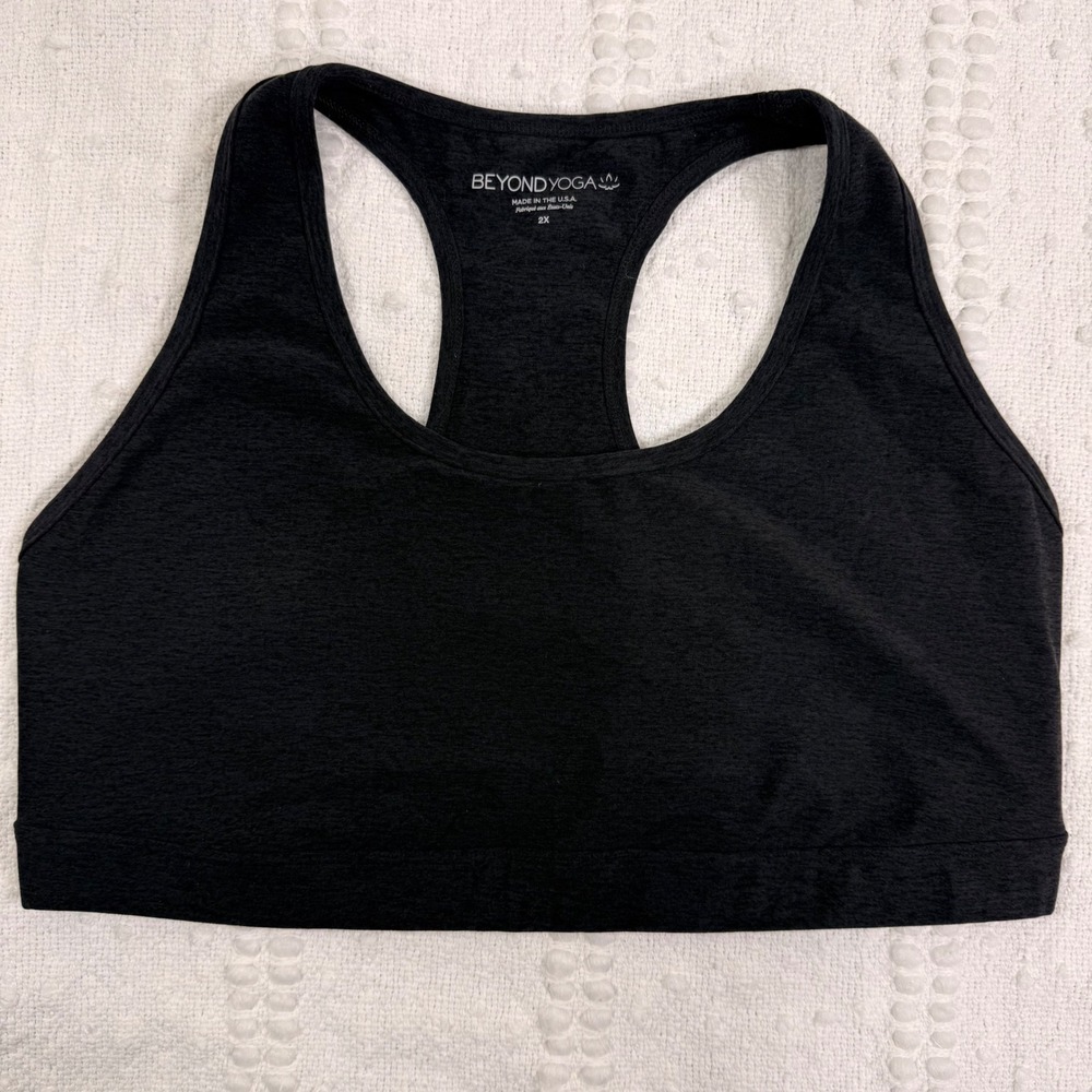 Beyond Yoga Spacedye Racerback Sports Bra Charcoal Heather Gray Plus Size 2X